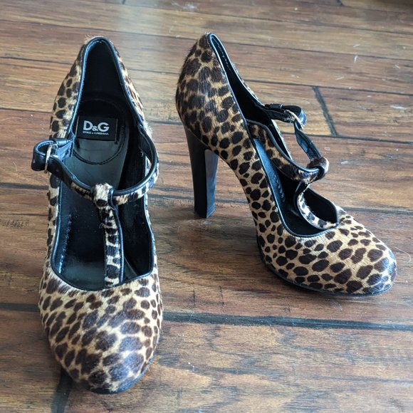 Dolce and Gabbana Leopard T-strap Platforms